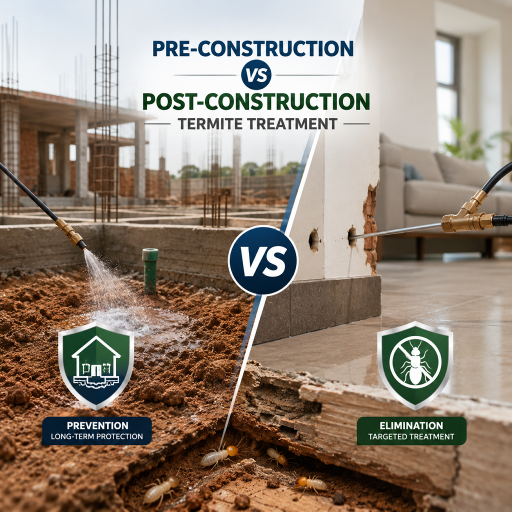 Pre-construction vs post-construction termite treatment