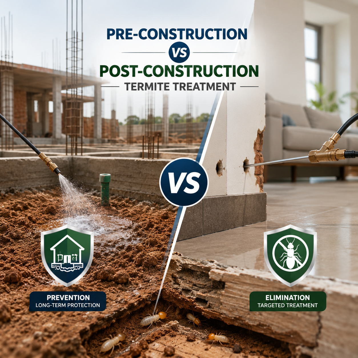 Pre-construction vs post-construction termite treatment